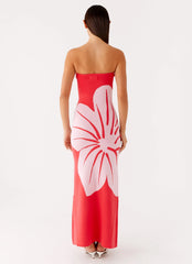 Jala Strapless Knit Maxi Dress - Red Floral