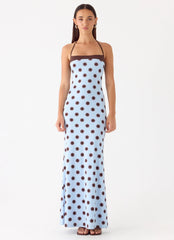 Alessandro Halter Maxi Dress - Blue Mocha Dot