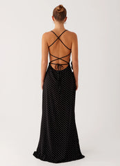 Purely Maxi Dress - Black Polka Dot