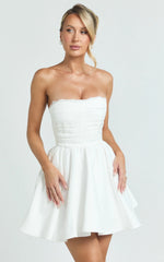 Bianca Mini Dress - Strapless Fit And Flare Dress in Ivory