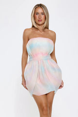 Candy Coated Strapless Mini Dress Rainbow