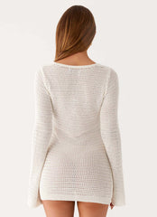 Ocean Drift Long Sleeve Mini Dress - Ivory