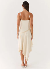 Cleosa Asymmetrical Midi Dress - Ivory