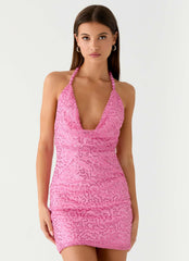 Cherry Coast Sequin Mini Dress - Pink
