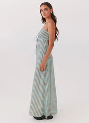Flora Linen Maxi Dress - Coastal Stripe