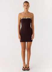 Leroy Button Mini Dress - Chocolate