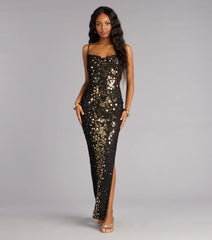 Brookelle Sequin Slit Formal Dress