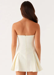 Victoria Strapless Mini Dress - Butter