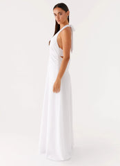 Heavy Hearted Linen Maxi Dress - White