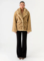 Milika Faux Fur Coat - Beige