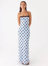 Alessandro Halter Maxi Dress - Blue Mocha Dot