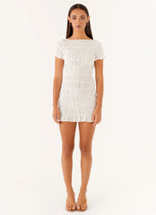 Rita Ruched Mini Dress - White
