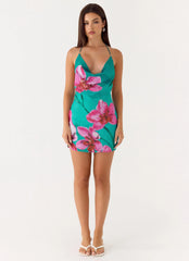 Orion Beaded Chiffon Mini Dress - Petal Reef