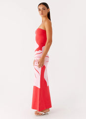 Jala Strapless Knit Maxi Dress - Red Floral
