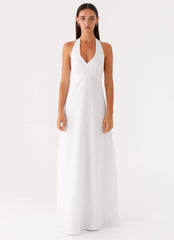 Heavy Hearted Linen Maxi Dress - White