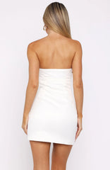 Gilded Nights Strapless Mini Dress White