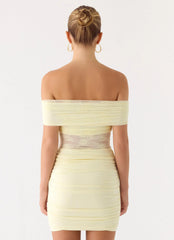 Either Way Off Shoulder Mini Dress - Yellow