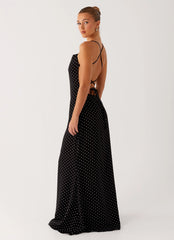 Purely Maxi Dress - Black Polka Dot