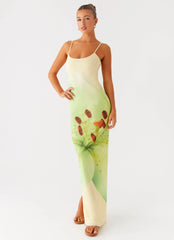 Bad News Mesh Maxi Dress - Yellow Lily
