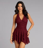 After Dark Charm Lace Halter Dress