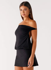 Bonnie Off Shoulder Mini Dress - Black