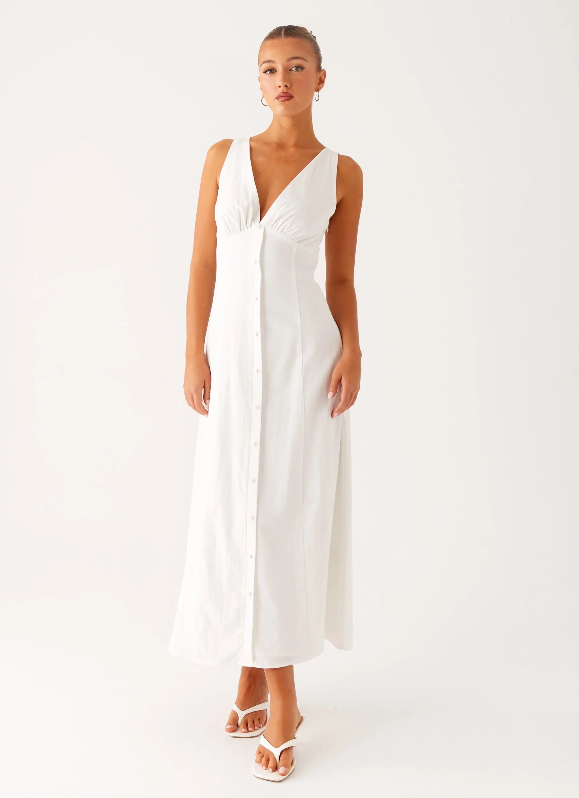 Tamsin Linen Maxi Dress - White