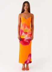 Kasey Midi Dress - Orange Tropical