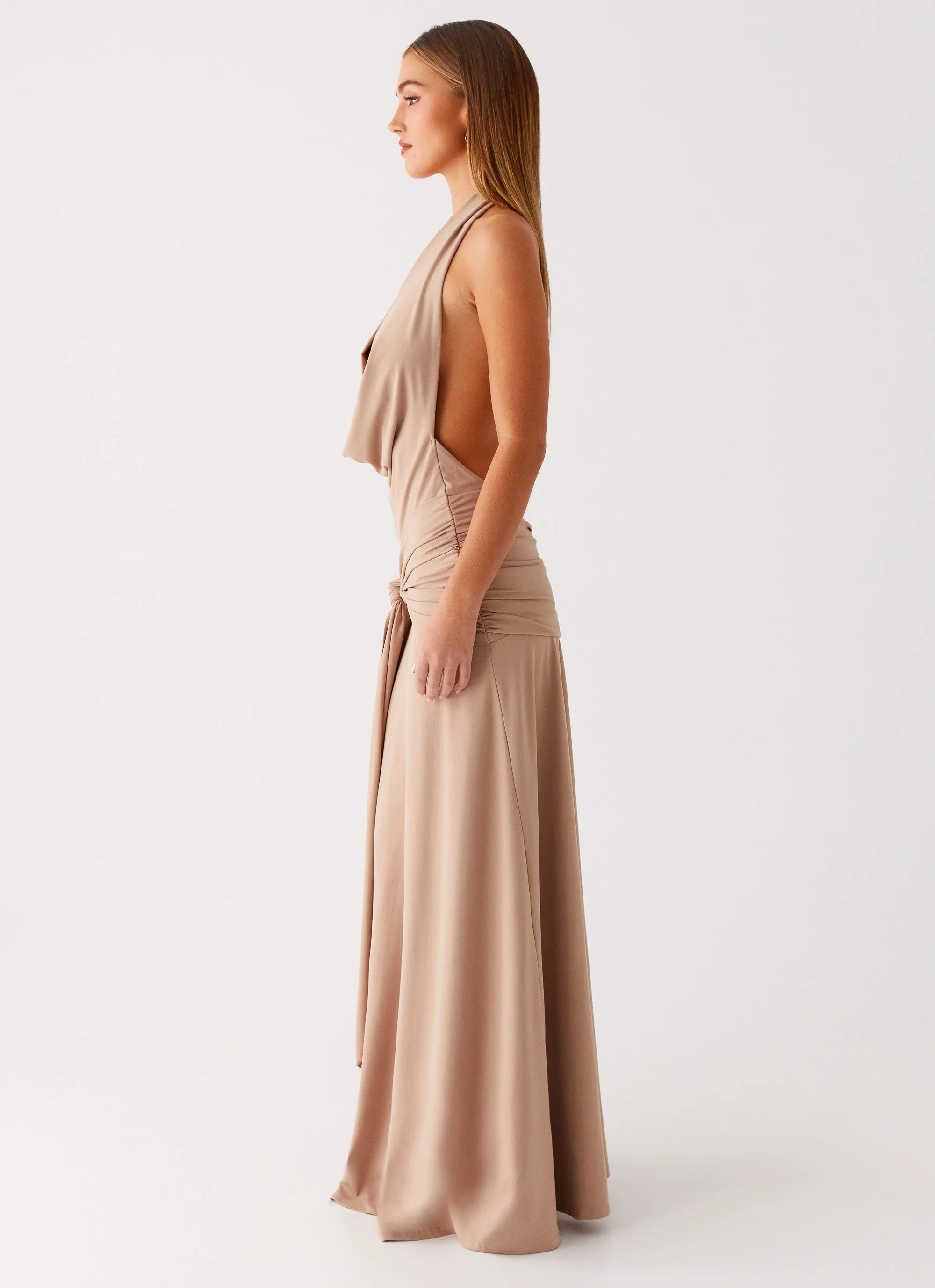 Rowan Ray Cowl Maxi Dress - Light Taupe