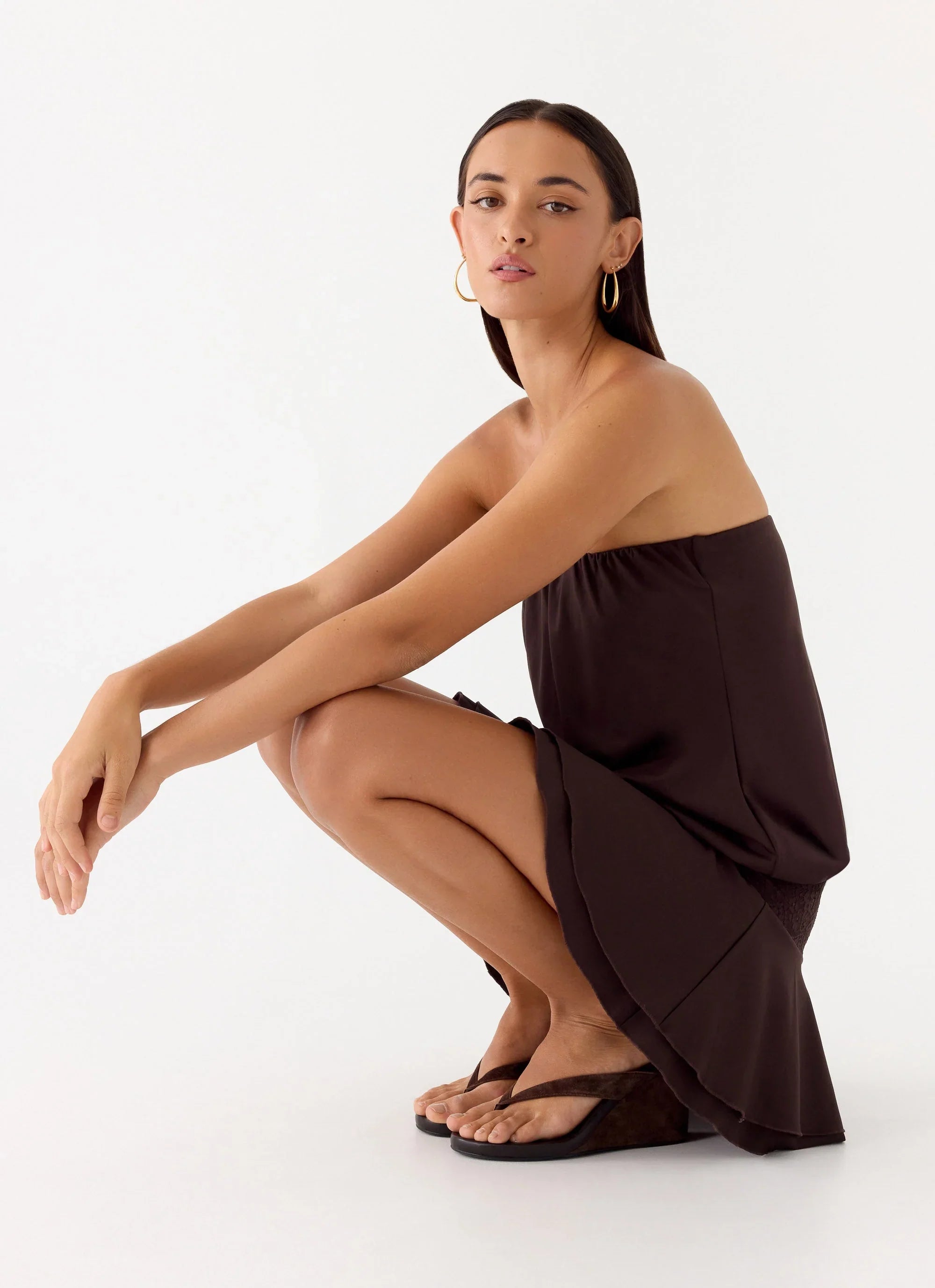 Noreen Strapless Mini Dress - Chocolate Torte