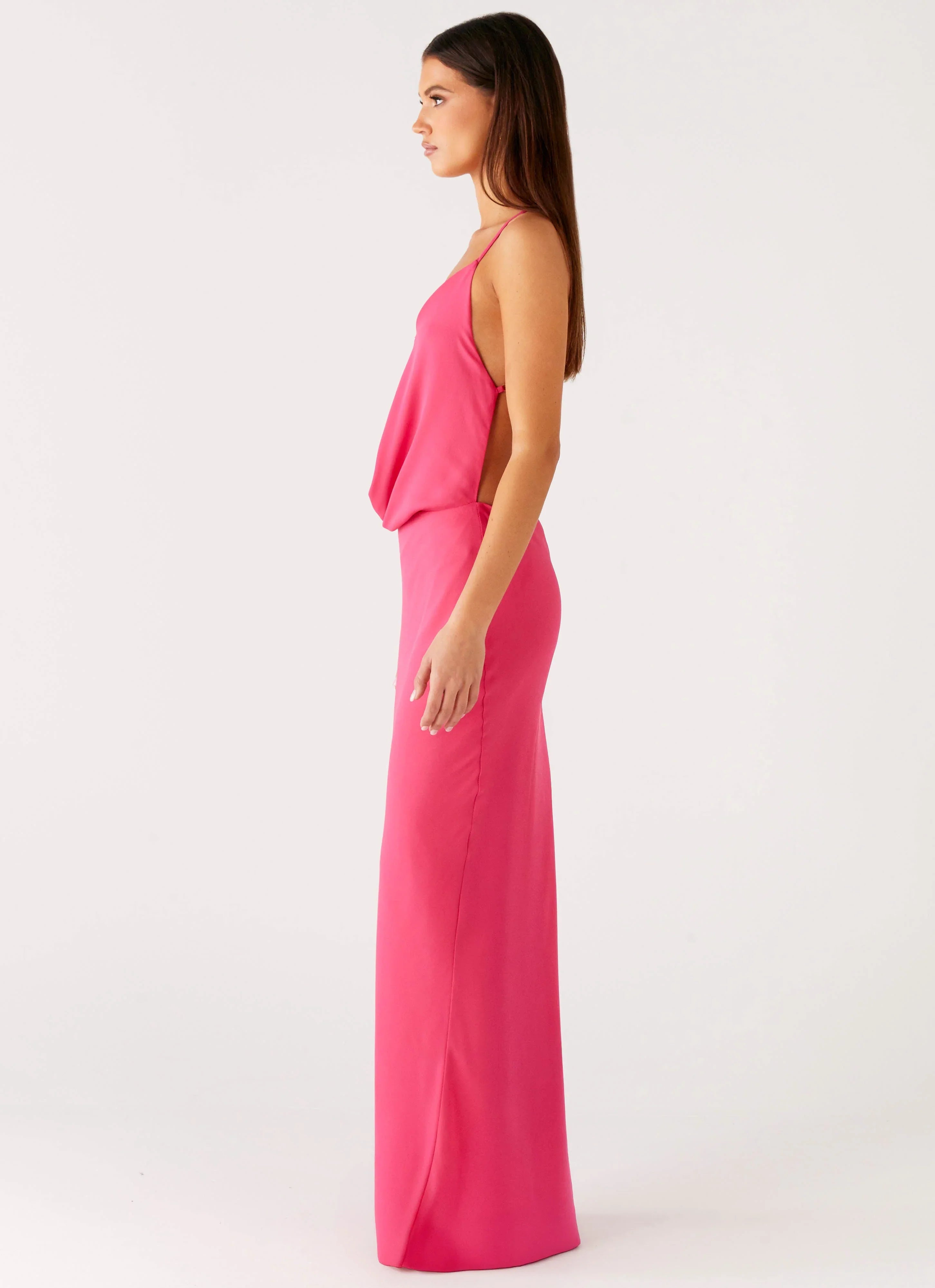 Pure Heart Cowl Maxi Dress - Fuchsia