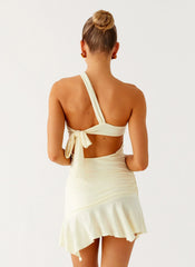Not Your Fan Cut Out Mini Dress - Yellow