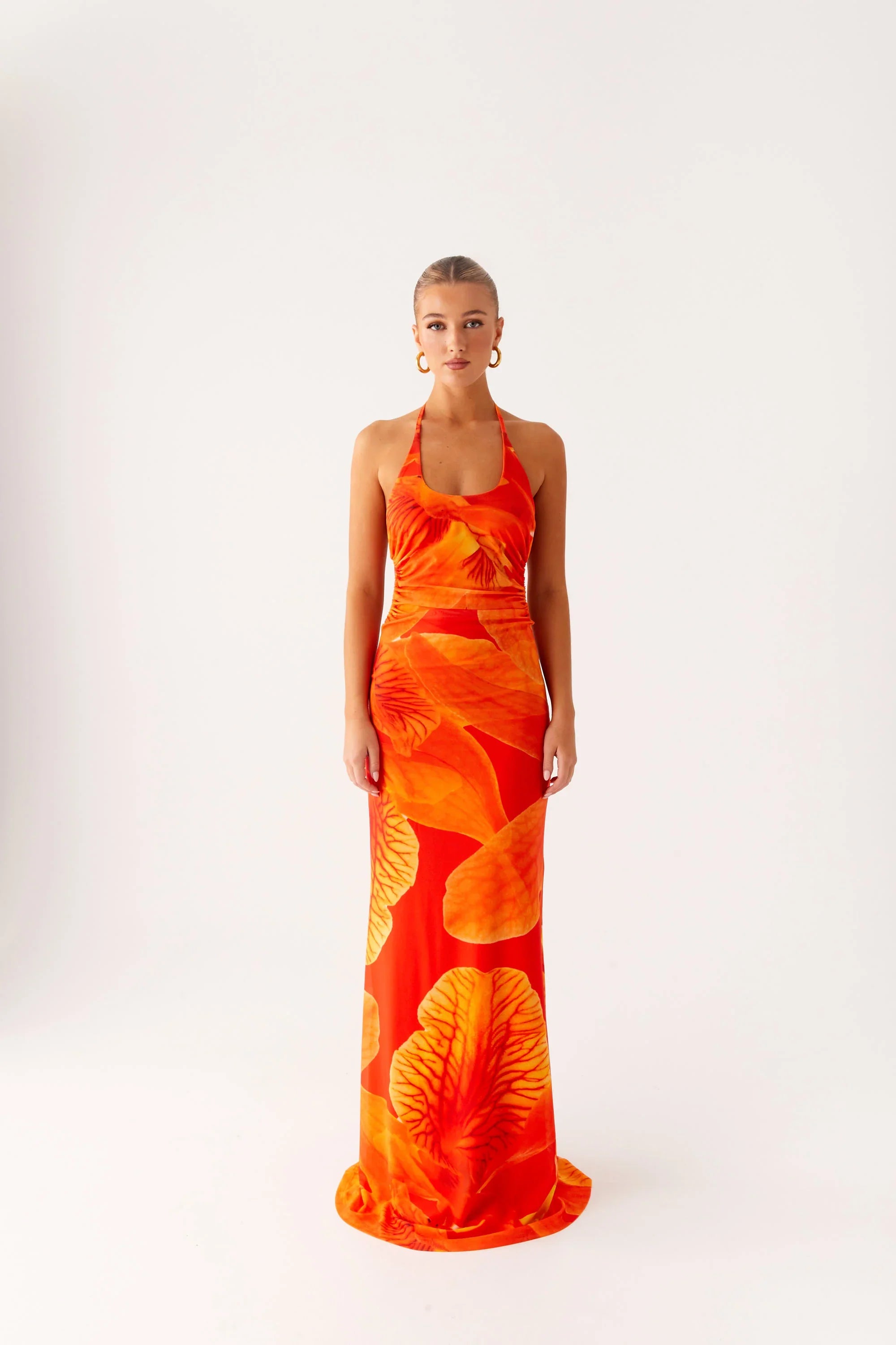 Palawan Mesh Maxi Dress - Orange Floral