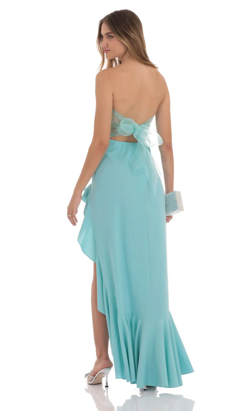 Strapless Back Bow Corset Maxi Dress