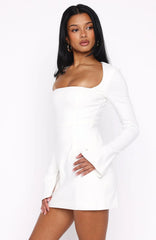 Living For Love Long Sleeve Mini Dress Off White