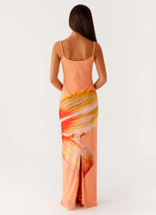 Bad News Mesh Maxi Dress - Orange Floral