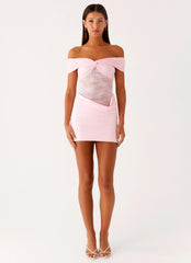 Either Way Off Shoulder Mini Dress - Baby Pink