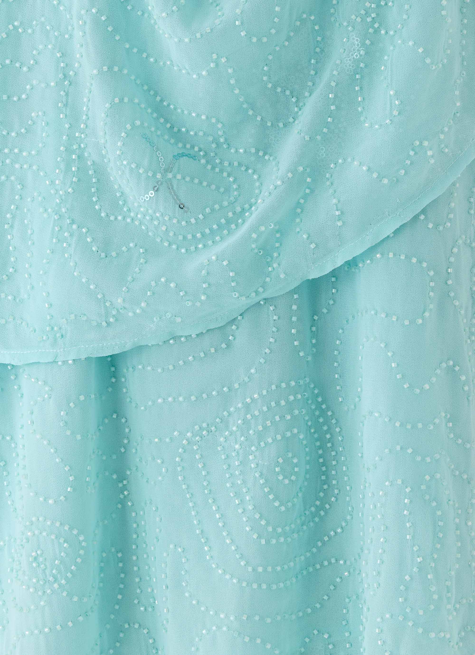 On The Go Beaded Mini Dress - Turquoise
