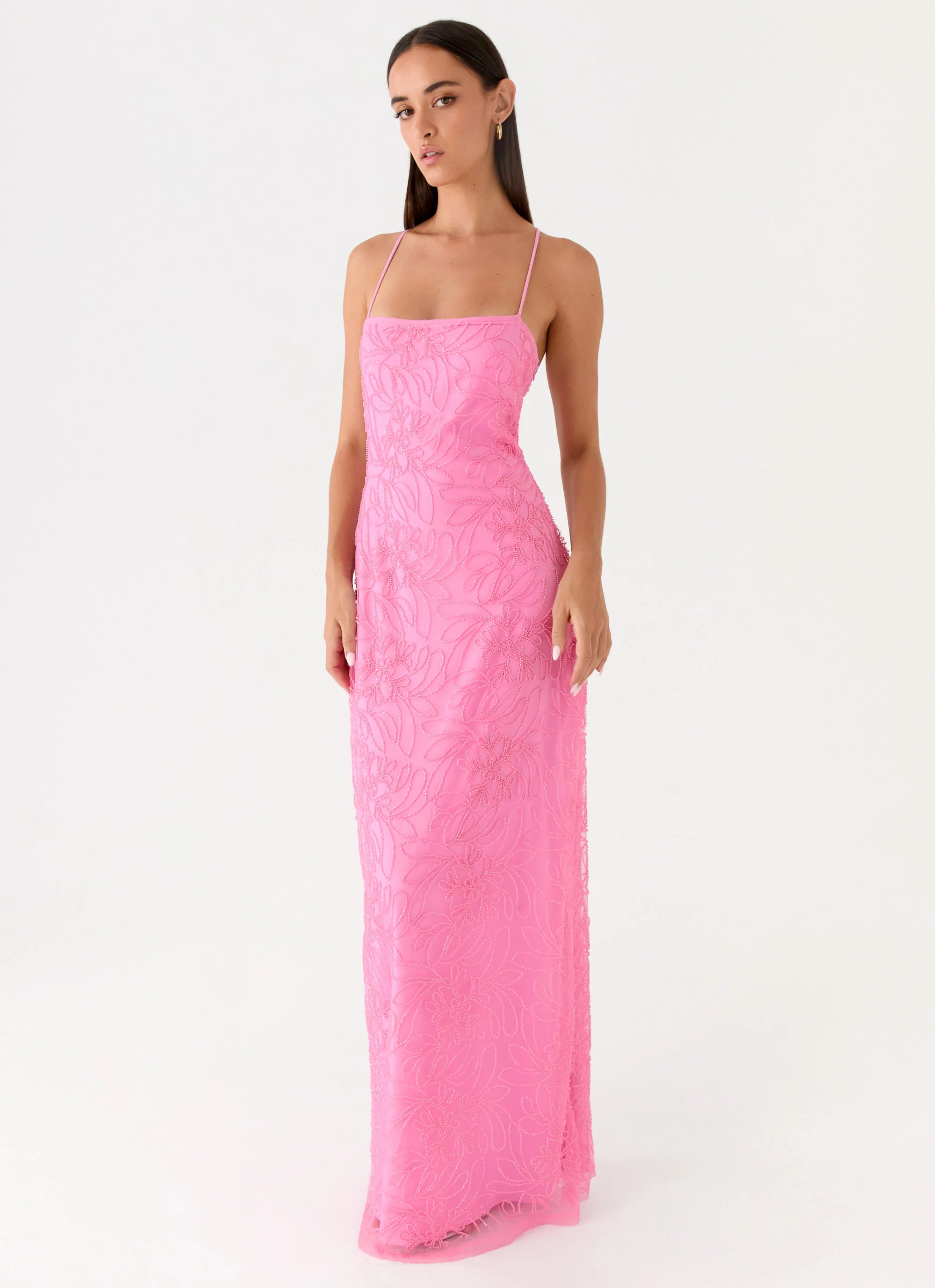 Wonyoung Beaded Maxi Dress - Pink