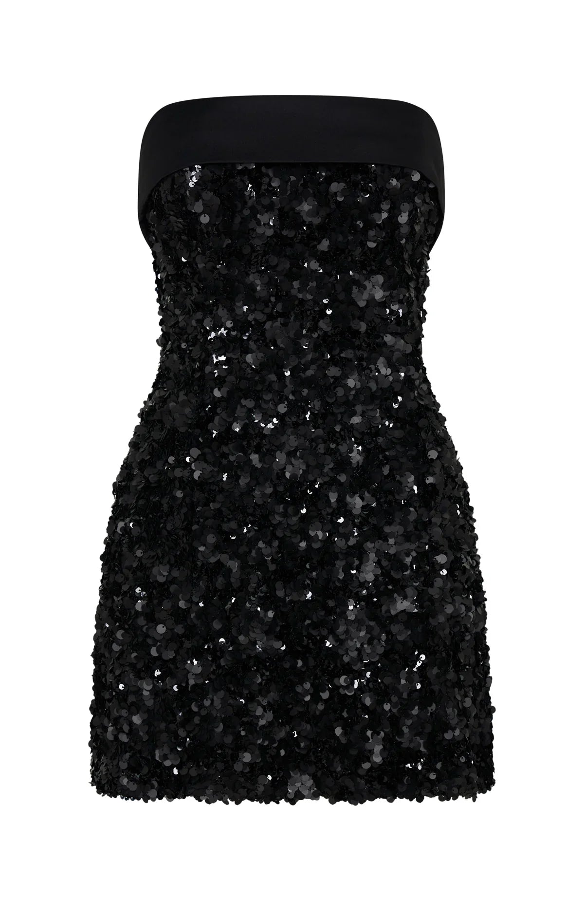 All In Strapless Sequin Mini Dress Black
