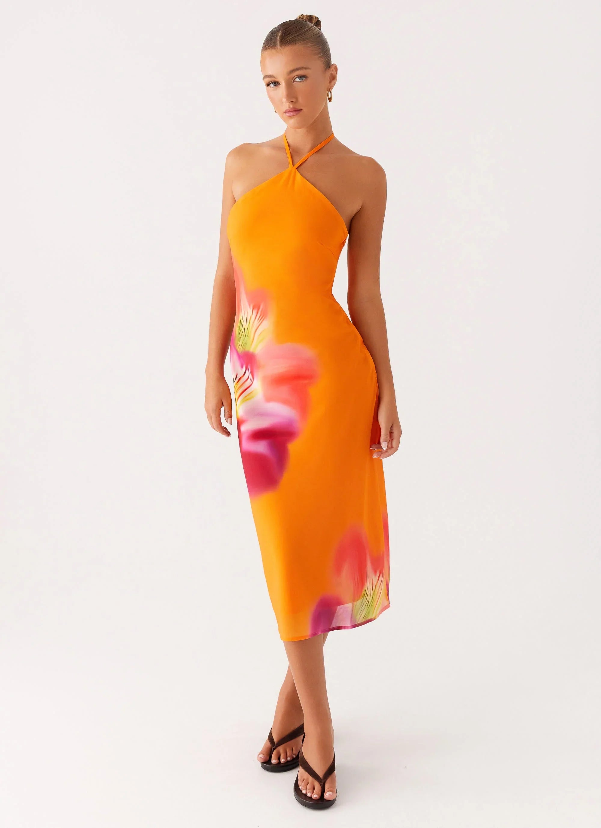 Kea Midi Dress - Orange Tropical
