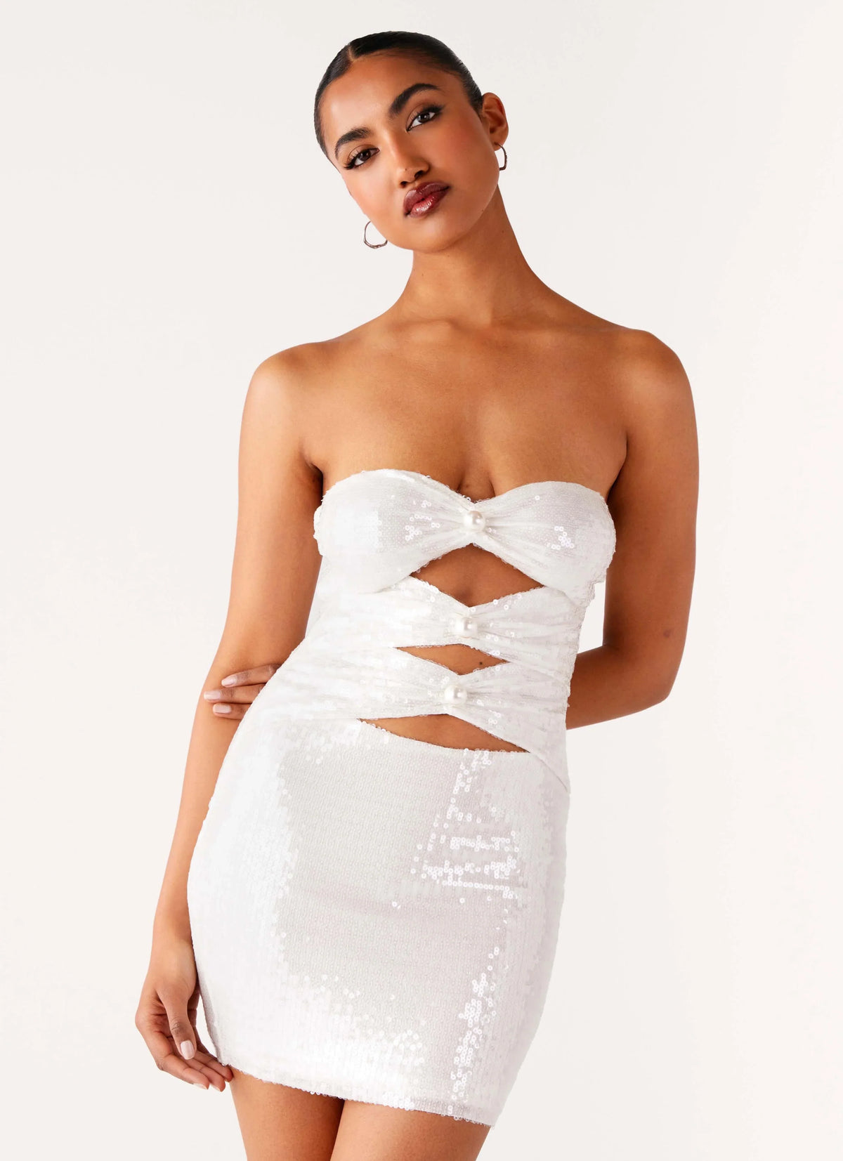 Clyra Sequin Mini Dress - Ivory