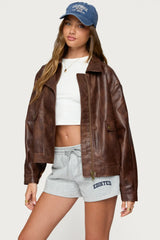 Ardella Oversized Faux Leather Jacket