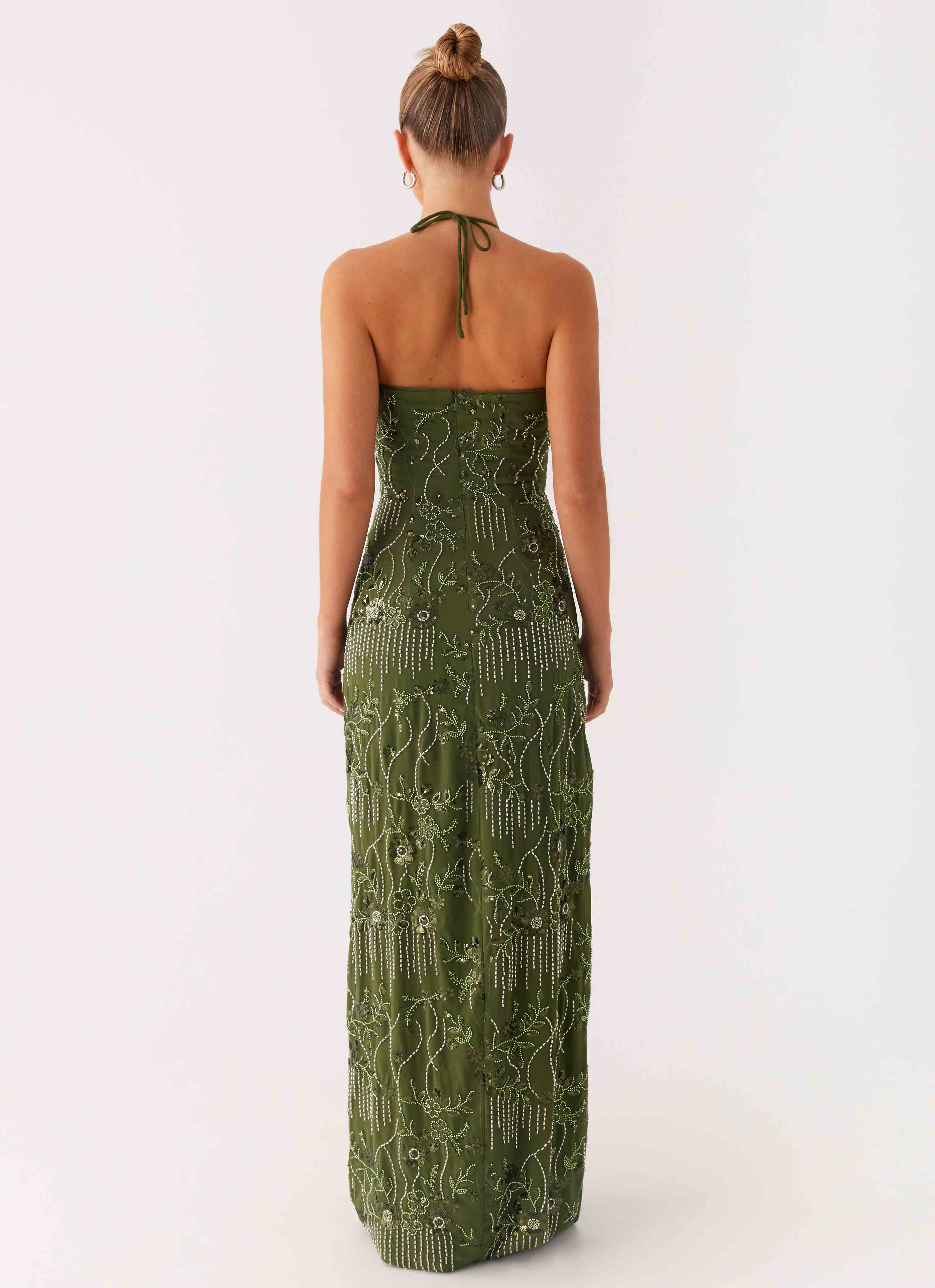 Phoenicia Beaded Maxi Dress - Khaki