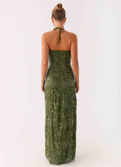 Phoenicia Beaded Maxi Dress - Khaki