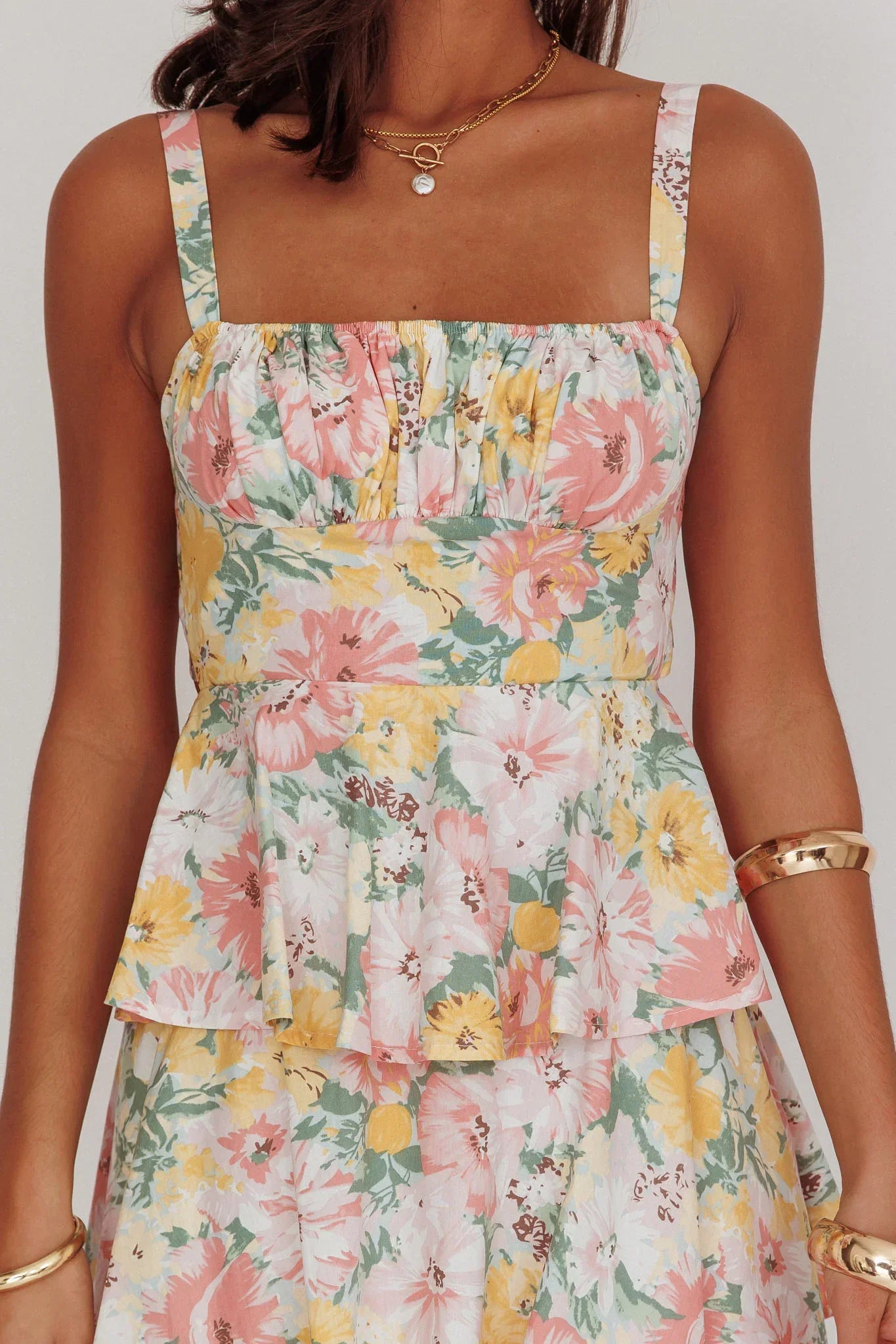 Provence Bloom Tiered Ruffle Maxi Dress Floral
