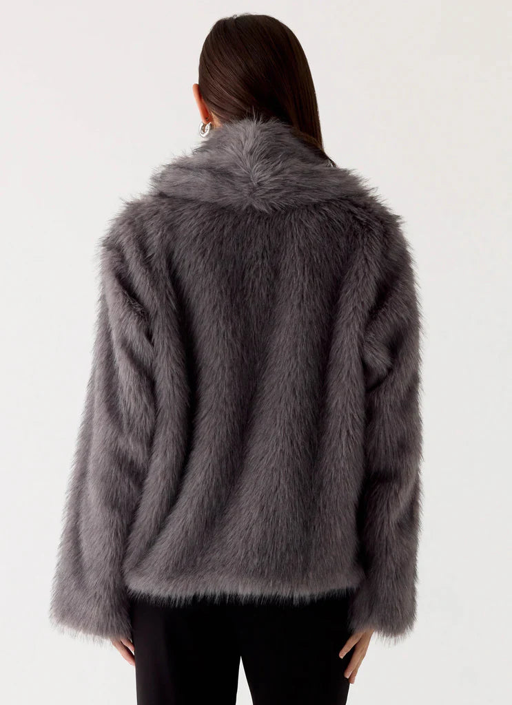 Katiana Faux Fur Jacket - Grey