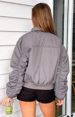 Benson Grey Puff Bomber Jacket