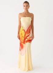 Ashwin Strapless Beaded Maxi Dress - Sunpetal Print