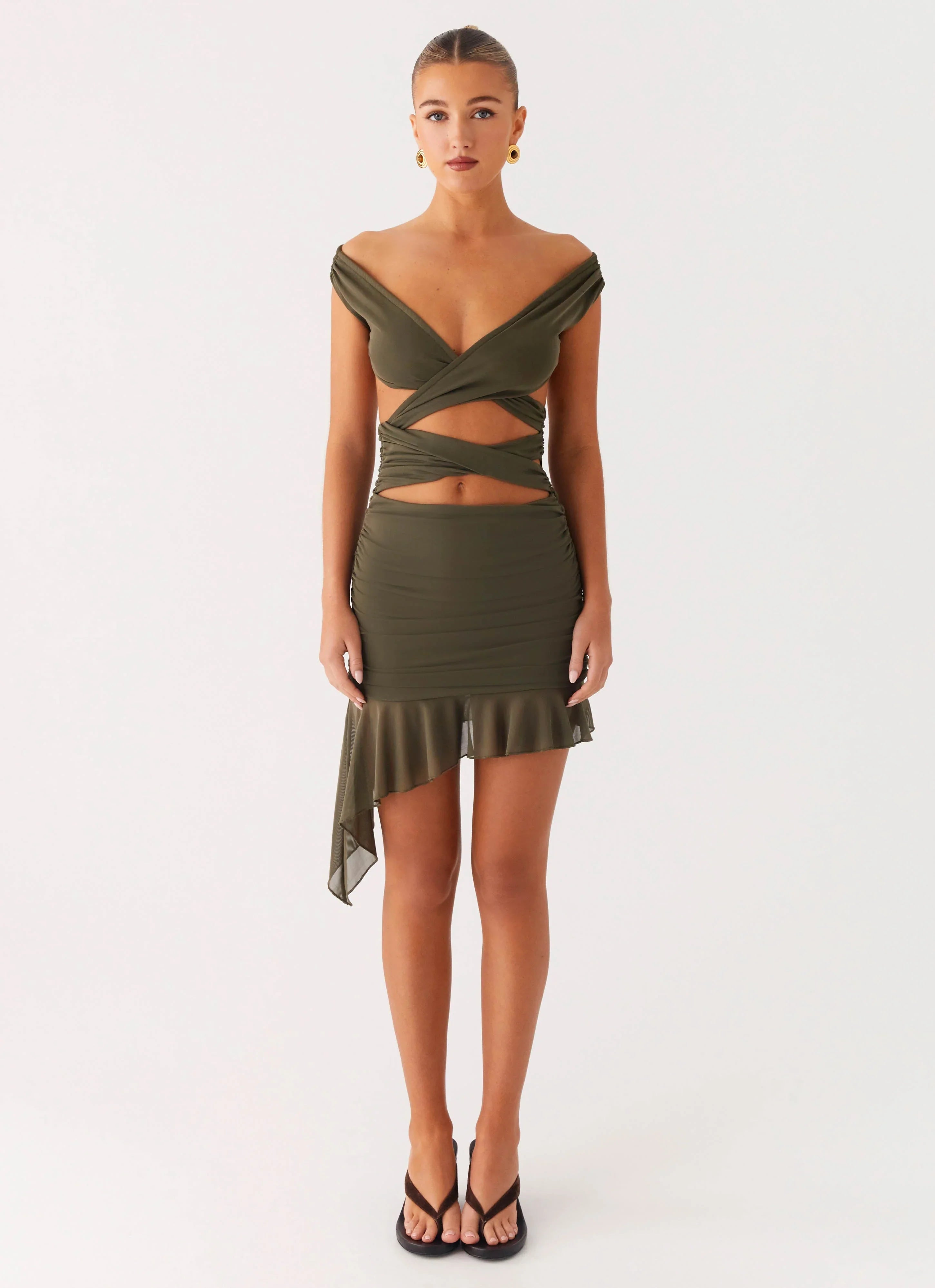 Ivy Whisper Mini Dress - Khaki