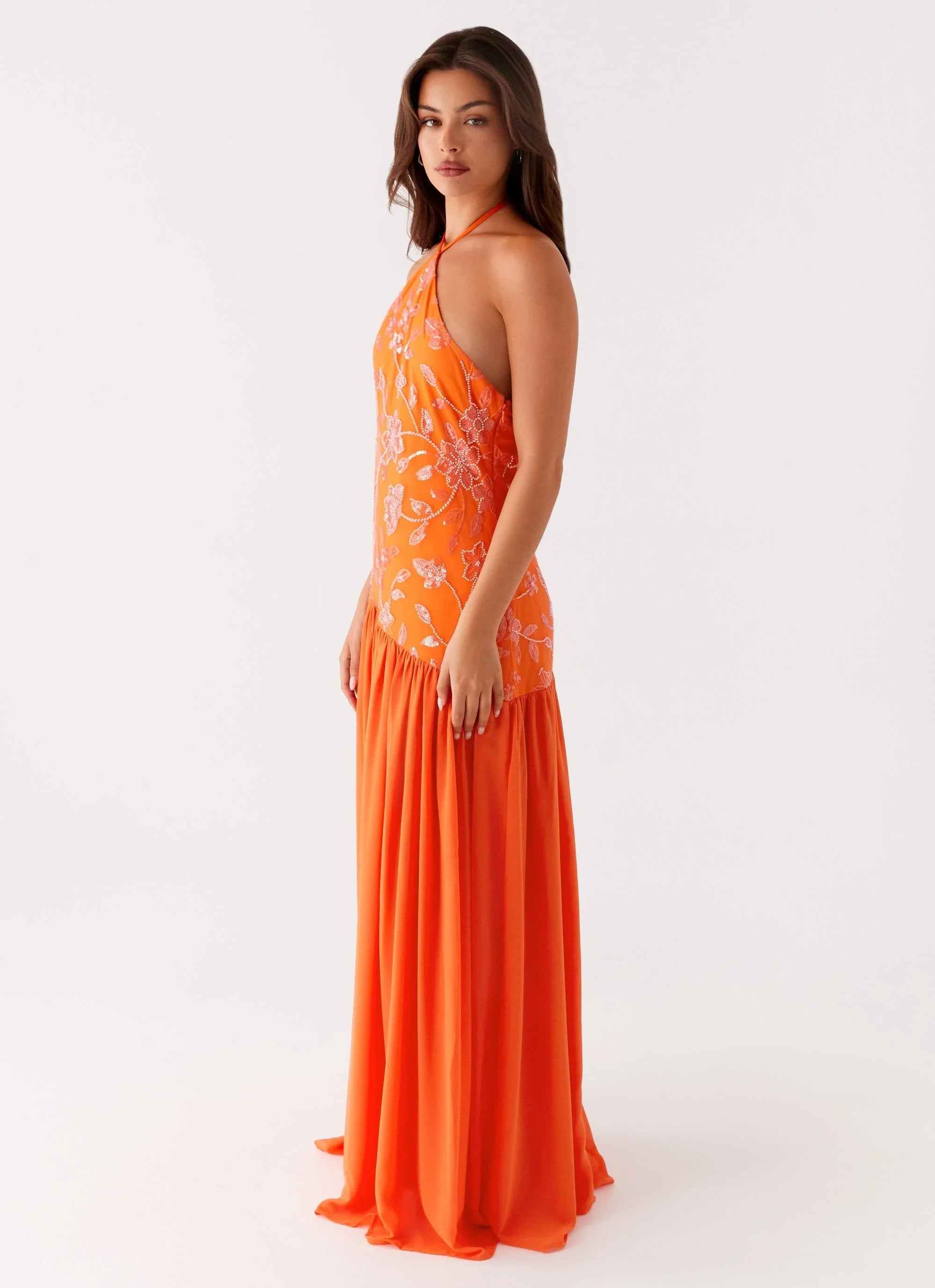 Janelle Beaded Maxi Dress - Orange